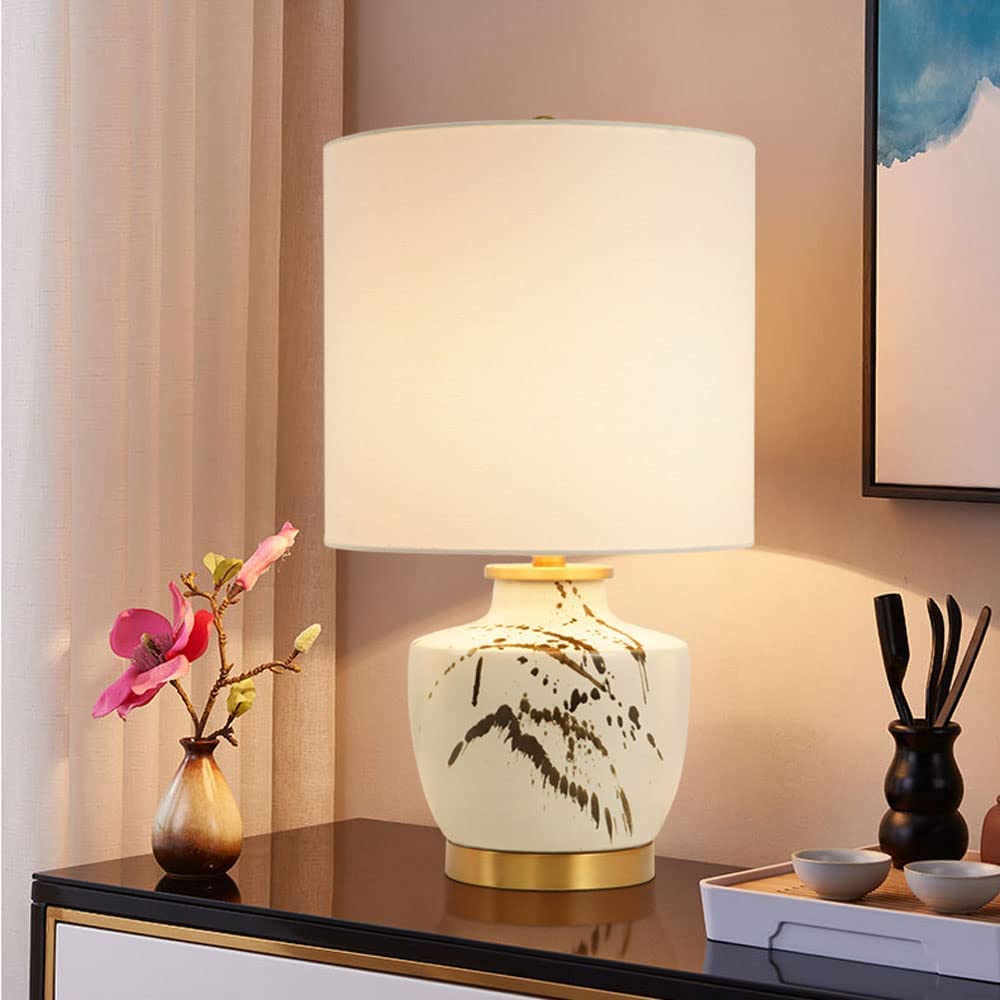 Lampa stołowa Lampy nocne Światło Nocne Chlapanie Ręcznie Kolorowa Ceramiczna Stolik Nocny Z Abażurem Materiałowym Do Sypialni Salonu Dekoracja Biurka (Naciśnij Przycisk