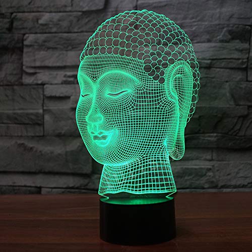 Fxuslgt 3D Buddha Shape Night Light 7/16 Color Change Led Remote Control Table Desk Lamp Acrylic Flat Abs Base Usb Home Decoration Birthday Xmas Kid Children Gift #TOP4