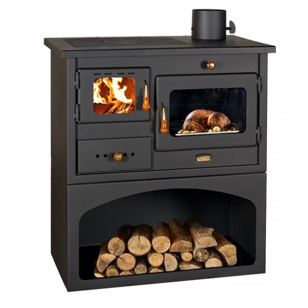 Forno da cucina modello 1P34 10,1 kW – Stufa a legna con forno, stufa a camino, fornello BImSchV livello 2, EcoDesign 2022, classe di efficienza energetica A, stufa a legna per riscaldare, cucinare e