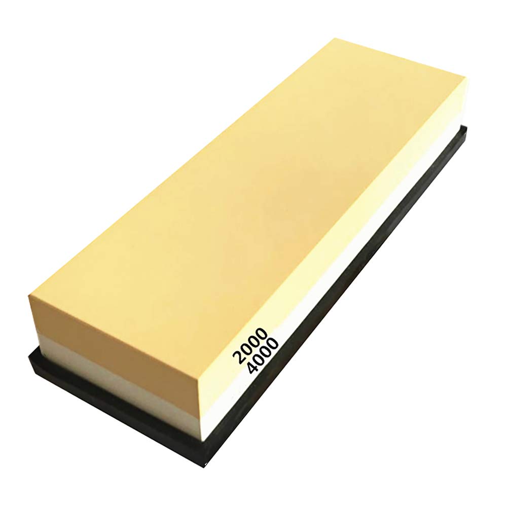 Whetstones Sharpening Stone with Non Slip Silicone Base Dual Grit 2000/4000 Waterstone Whetstone Knife Sharpener