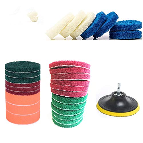 Image of HUAWELL 29 Pieces Drill Brush Attachments Set,Scrub Pads & Sponge-Power Scrub Pad Cleaning Kit-Cleaning Kit for Bathroom Surface, Grout, Tub, Shower, Kitchen, Auto,Tile, Corner