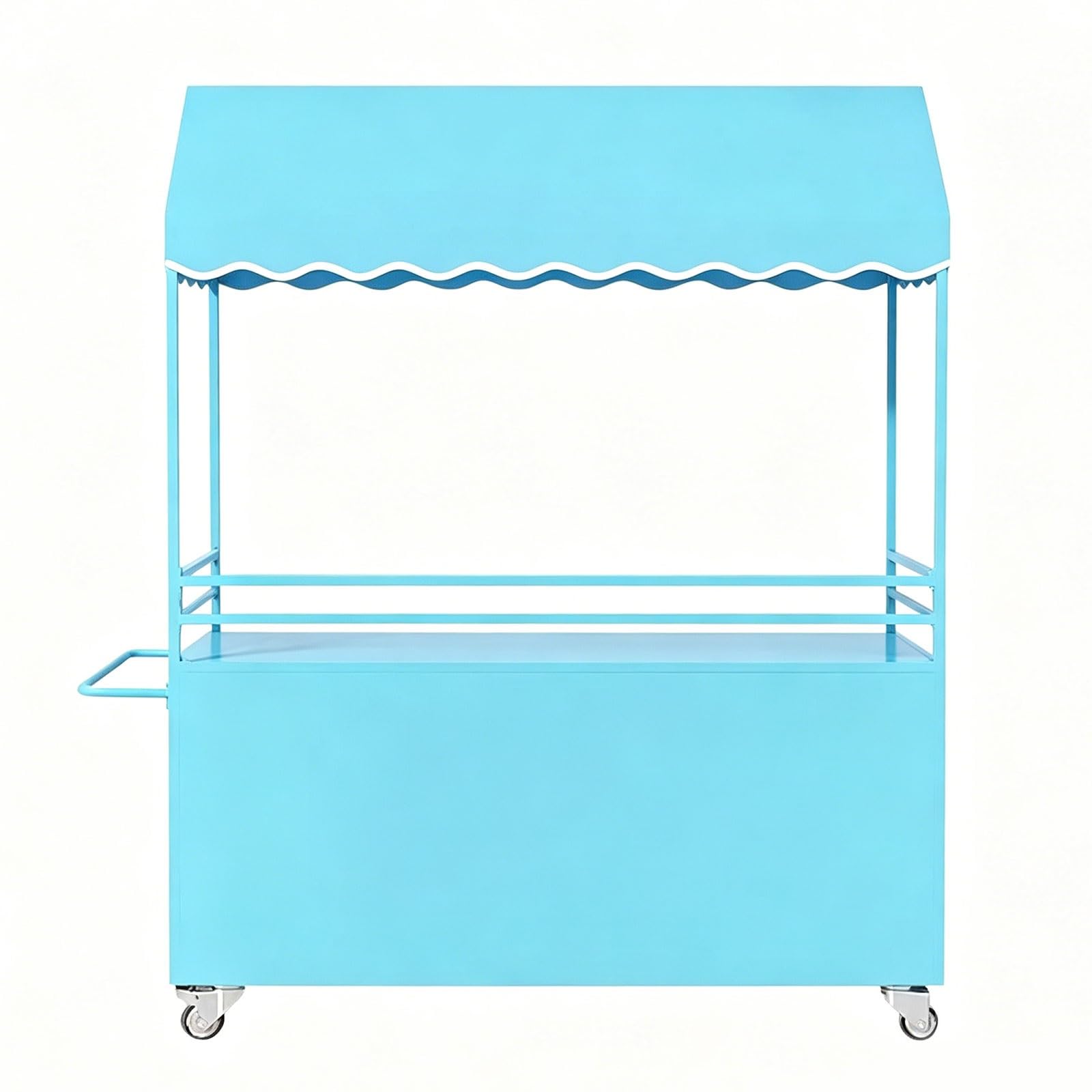 Portable Street Vendor Cart with Canopy, Farmers Market Stand, Vendor Cart for Market Display, Farm Stand with Storage(Blue,140cm/55in)