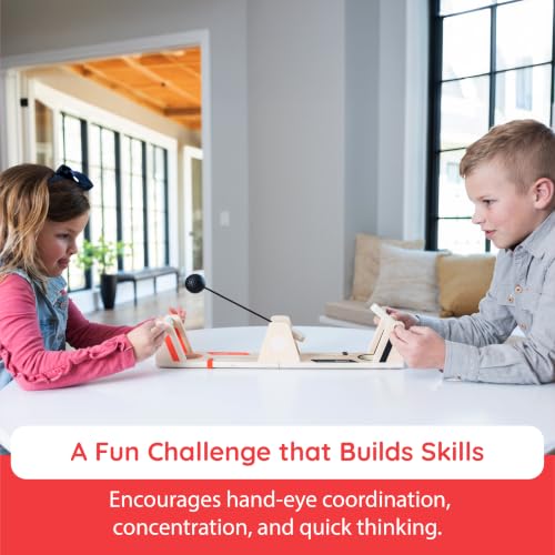 Image of Fat Brain Toys FatBrainToysFatBrainToysVolleyShot-Wooden2PlayerGames,TabletopGamesandFamilyGamesforKids&Adults,ToysforAges8-13+ | Family and party game made of wood. Hand-eye coordination, reflexes, concentration. All ages, kids to adults, 8 years and up.