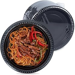 LEOBOX Disposable Plates Mineral Filled PP 9 Inch - 150 Pack Shrink Wrap No Pre-Wash BPA Free | Reusable Dishwasher Freezer & Microwave Safe | Heavy Duty Black Plastic Trays for Party Bulk Catering