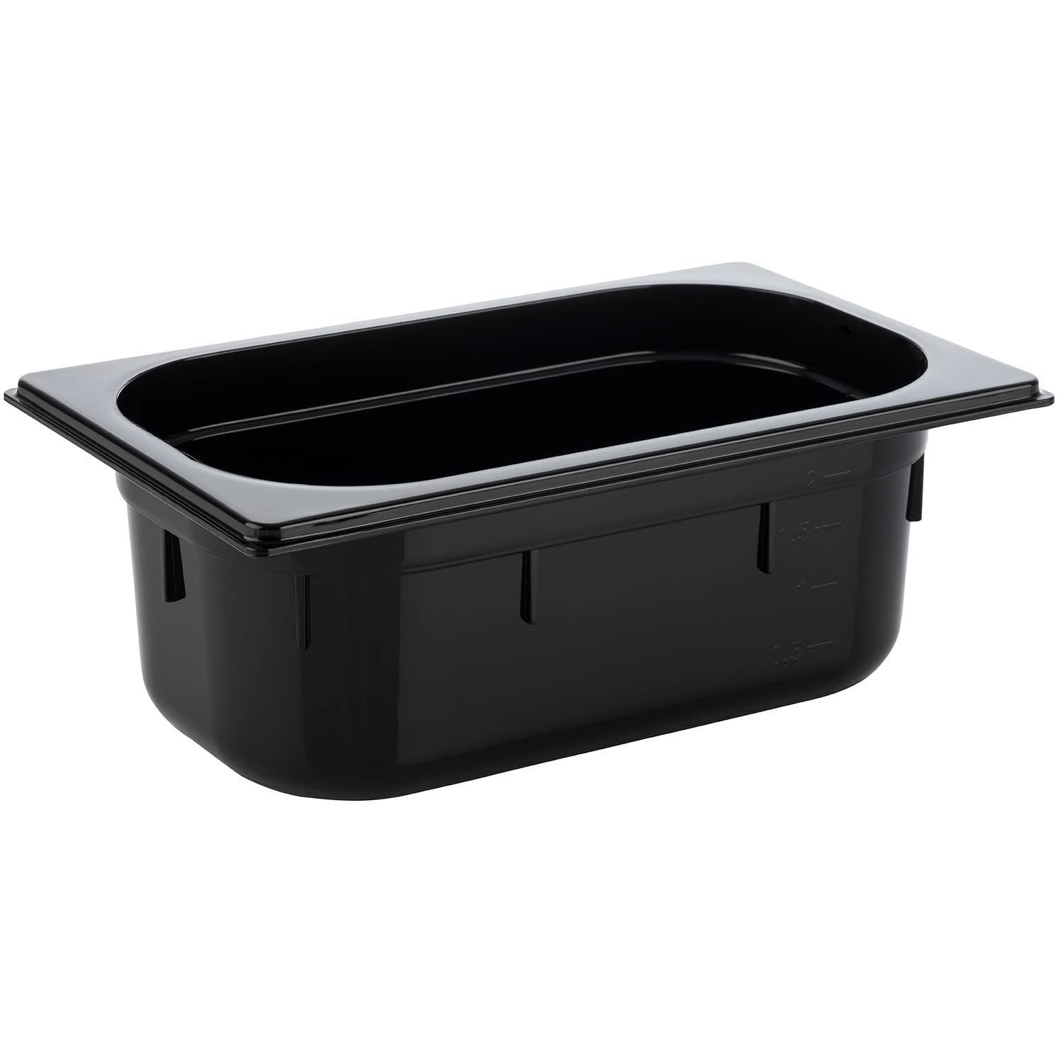 APS 82073 GN 1/4 Contenitore Gastronorm, in policarbonato, dimensioni 265 x 162 mm/altezza 100 mm/volume 2,5 litri, nero