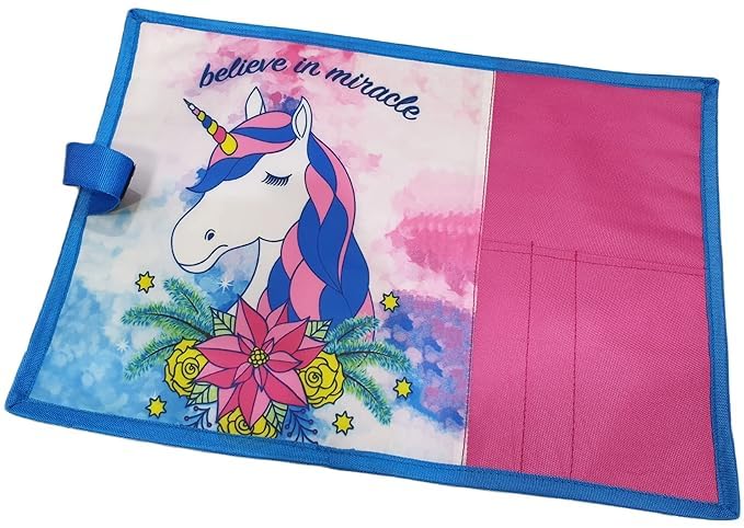 ShopNGift Multicolour Unicorn Tiffin Mat Dining Folding mats Rolling Mat for Kids Food Travel Dream Believe in Miracle (Mat Pink)-image-21