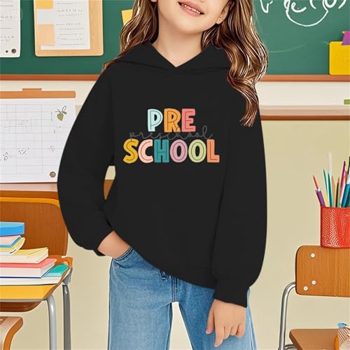 Preschool Graphic Sweatshirts with Hood First Day of Preschool Clothes Back to School Trendy Y2K Vintage Tee Tops2