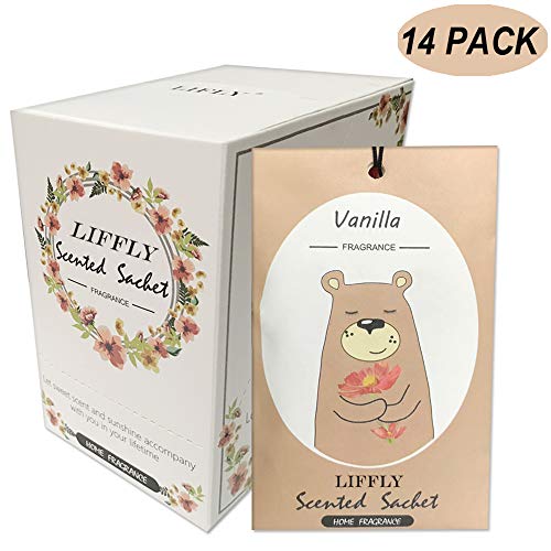 LIFFLY 14 Packs Vanilla Scented Sachets for Drawers and Closets
