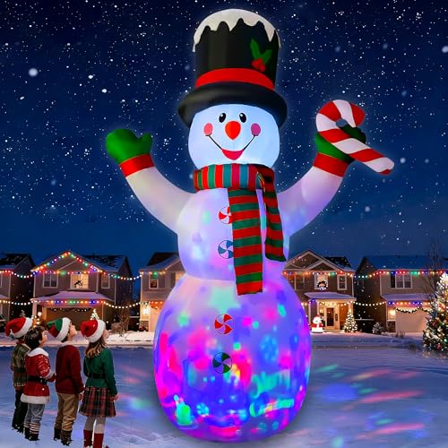 SEASONBLOW 10 Ft Inflatable Christmas Snowman with Candy Decoration for Yard Lawn Garden Home Party Indoor Outdoor