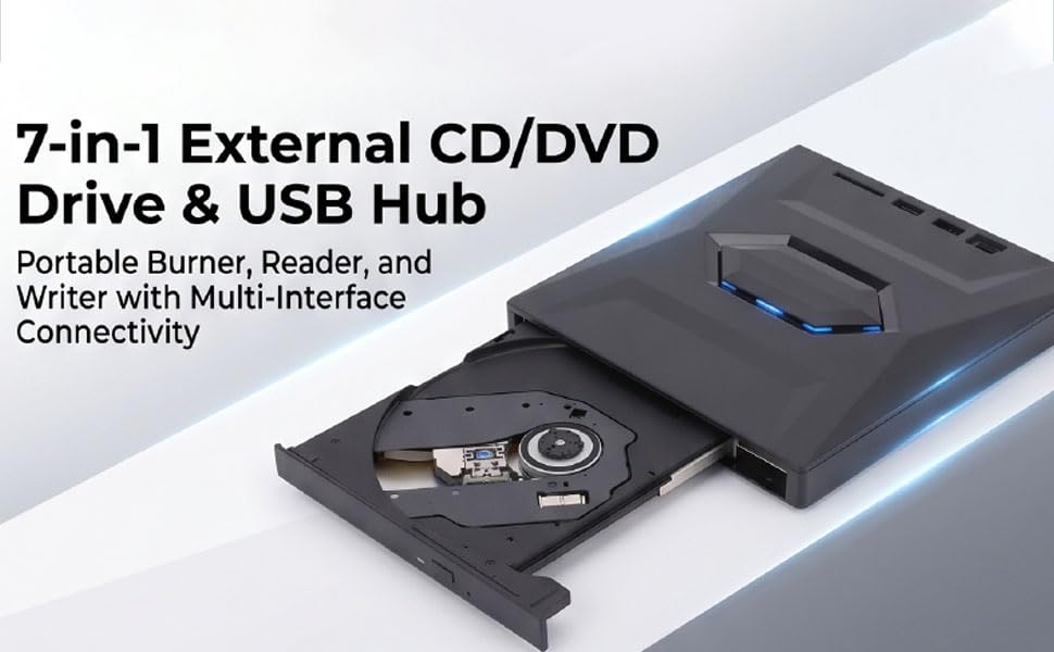 Unidad externa Zunate 7 en 1 DVD USB 3.0 tipo C miniatura 5