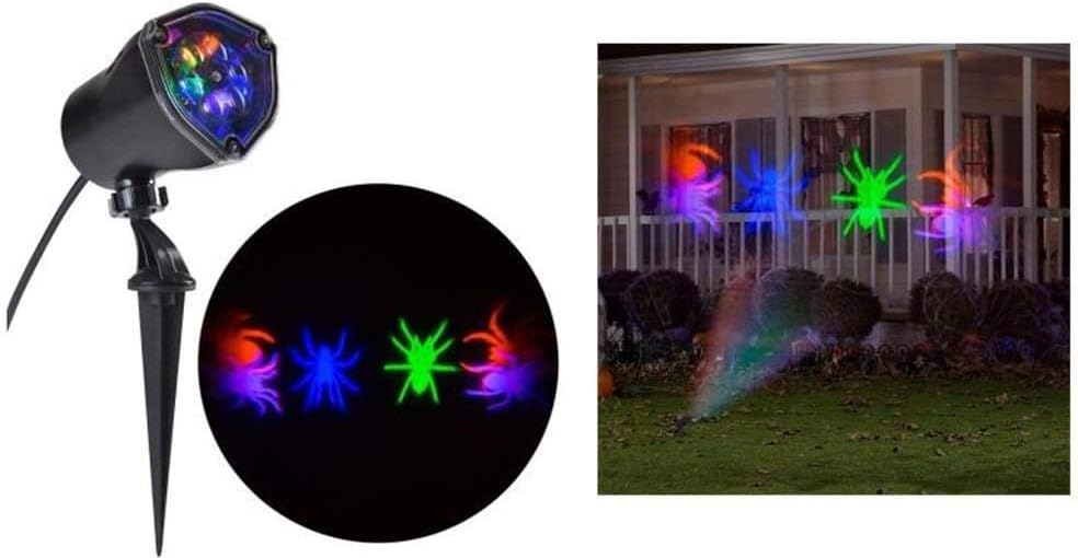 Halloween Multi Color Whirl-a-Motion Spider Projection Stake Light for Halloween, Parties!