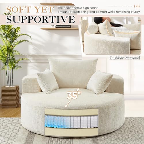Sillón Redondo Chenille Beige miniatura 4