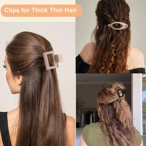 Pinzas para el cabello grandes mate de acrílico: accesorios de moda para mujer con pelo grueso 7