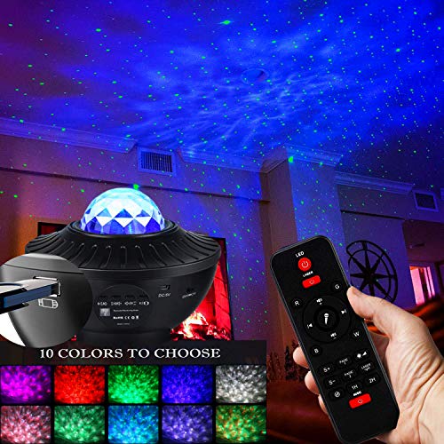 Star Projector Night Light , AIRIVO Ocean Wave Nebula Starry Projector, Galaxy Projector for Bedroom/Home Theatre/Party Bluetooth Adults Kids with Music Speaker, Voice & Remote Control - Thumbnail 2