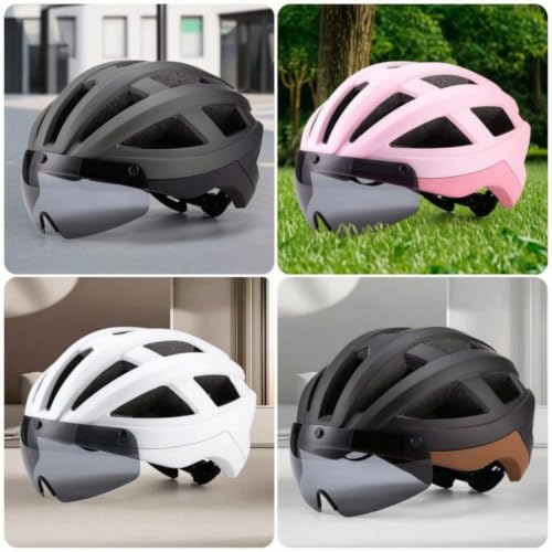 Image of Adjustable Cycling Helmet with Visor Vented Bike Helmet with Visor Breathable Aerodynamic for Adults, Commuters, Space