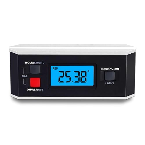 Black V-Groove Digital Angle Finder with Backlight Display - High-Precision