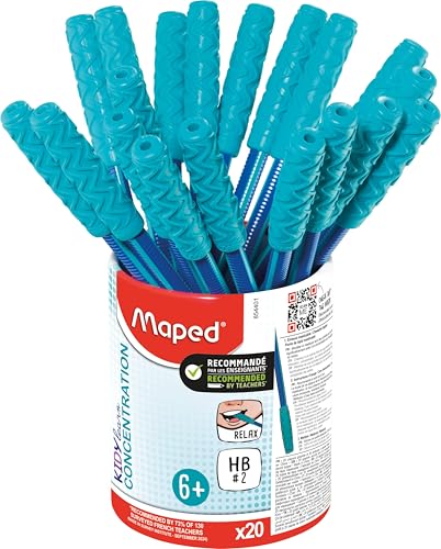 20 Crayons ergonomiques Maped mine HB2 anti-fatigue avec grip de positionnement