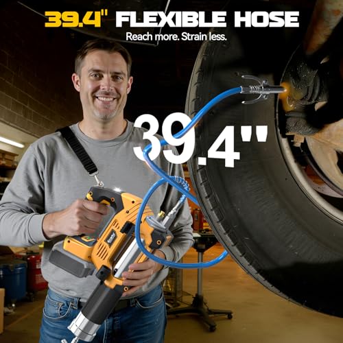 Image of Ecarke Cordless Grease Gun, Compatible with DeWalt 20V Battery (Tool Only), 3‑Speed Adjustable Flow, 12,000 PSI Max, 39 inch Hose, Works with Bulk & Cartridge Grease, for Farm /Truck /Construction