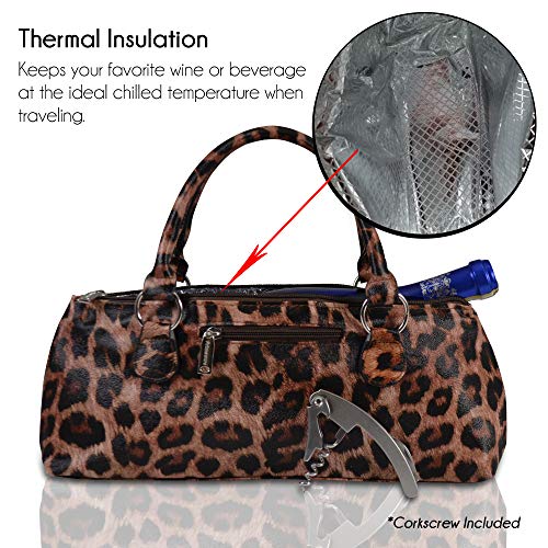Image of Primeware Wine Clutch Bag (Thermal Insulated) Trendy Women's Carry Tote | Holds Red & White 750mL Bottles | Trendy Fashion | Incl. Portable Waiter-Style Corkscrew