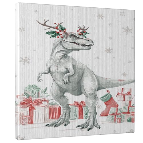 Toile murale de cuisine dinosaure en bois vert, 30x30 cm