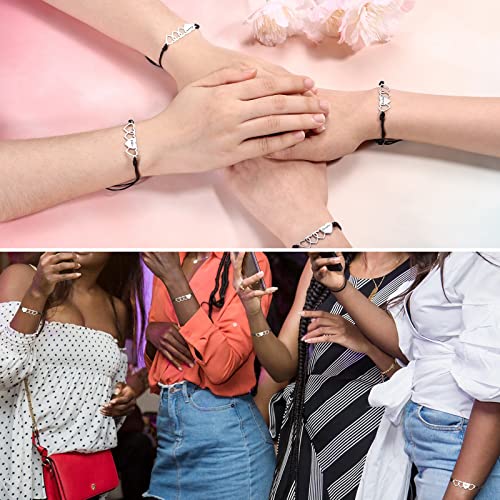 INBLUE Custom Matching Heart Bracelet Set, Personalized Name 2/3/4 Pieces Stainless Steel BFF Best Friend Bracelet Set, Friendship Gift for Sisters Best Friends Besties Women3