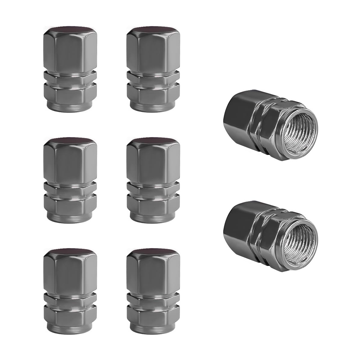 Wevdn 8 PCS Car Tire Valve Caps, Anti-Corrosion Aluminum Alloy Valve Stem Dust Caps with Rubber Seal, Leak-Proof Tire Valve Cover for SUV Truck