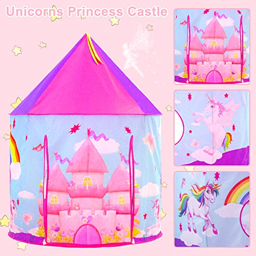 Sumbababy Kids Play Tents for Girls ,Unicorn Toys for Princess, Toddlers Pop Up Playhouse Set for Kids Birthday Party Favors & Gifts for Baby or Child Indoor/Outdoor Play (Pink)