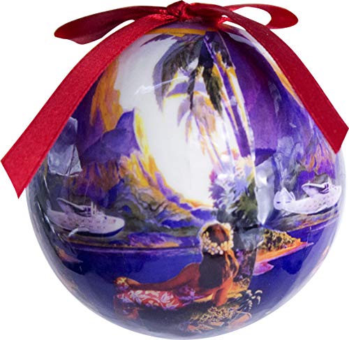 Hula Girl Hawaiian Christmas Tree Ornaments (7 In A Box, Assorted Balls) #TOP2