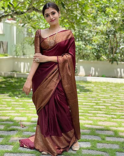 Avantika Fashion Women's Kanjivaram Soft Silk Saree With Blouse Piece, One Size