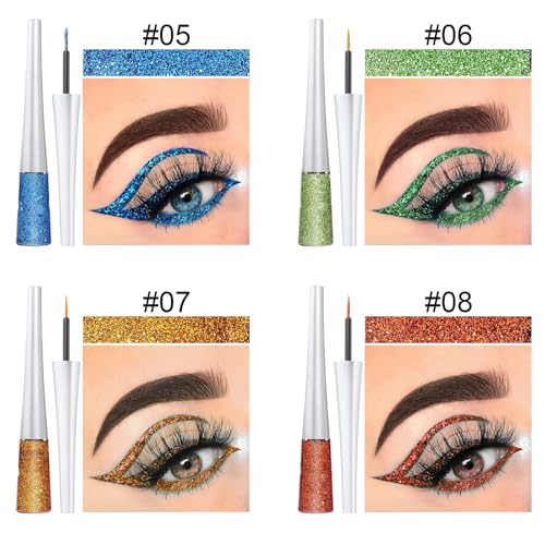 Set de 16 delineadores líquidos glitter coloridos miniatura 4