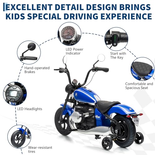 Officially Licensed BMW 24V Kids Ride-On Electric Motorcycle, 200W Brushless Motor, Up to 12 Miles Range & 14 MPH Top Speed, LED Power Screen, Training Wheels, RGB Lights, Realistic Horn by IDEALHOUSE - Used condition - Image 5