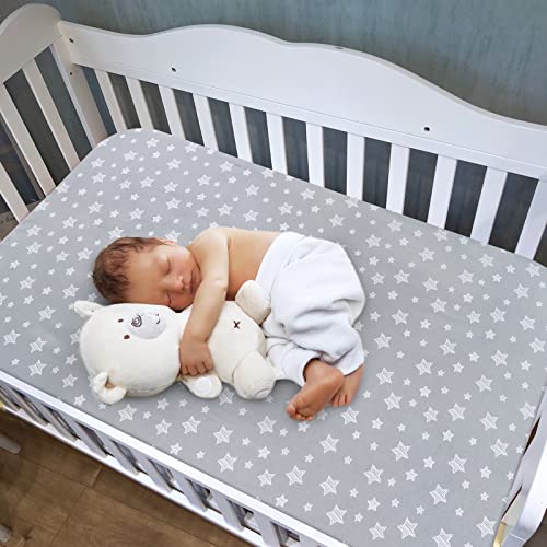 Crib Sheets For Boys Or Girls 2 Pack, Fitted Crib Sheet For Standard Size Crib And Toddler Mattresses, Soft And Breathable Material, Grey & Navy #TOP1