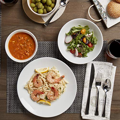 Denmark White Catering And Dining- Commercial Chef Restaurant Grade Scratch Chip Resistant Dishwasher Oven Microwave Safe Dinner Soup Cereal Plate Bowl, 12 Piece White Vitrified Dinnerware Set #TOP1