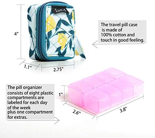 7 Days Pill Organizer Box, Weekly Medicine Cases with Easy Open Push Button for Vitamins (Yellow Floral)