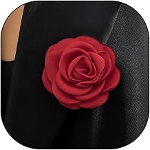 Handmade Camellia Flower Boutonniere Stick Brooch for Women Bohemia Fabric Floral Lapel Pin Stylish Vintage Pin Corsage for Women Jewelry Gifts