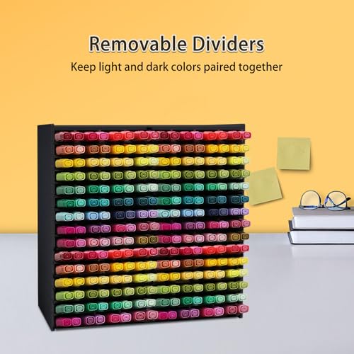 Image of SANFURNEY Marker Pen Organizer Holder for 240 Markers, Art Supply Storage Rack, Desktop Colored Pencils Holder Storage Case for Home Classroom Office - Black