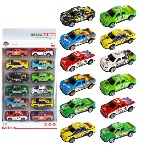 Image of FunBlast Die-Cast Car Set for Kids - Pack of 12 Pull Back Metal & Plastic Cars, Scaled Model Mini Racing Car Toys for 3+ Year Old Boys & Girls, Multicolor