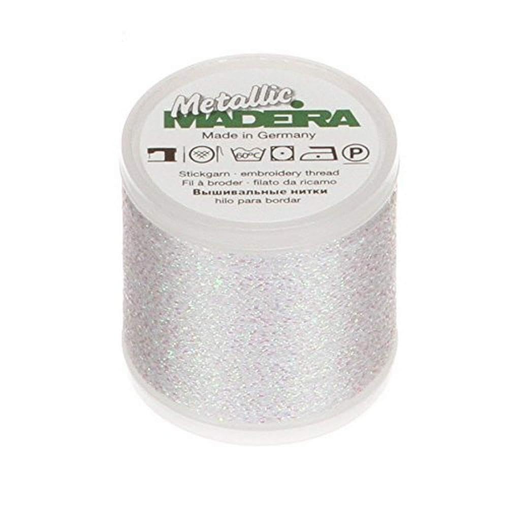 Madeira 200 m Metallic Thread, White, by The Yard