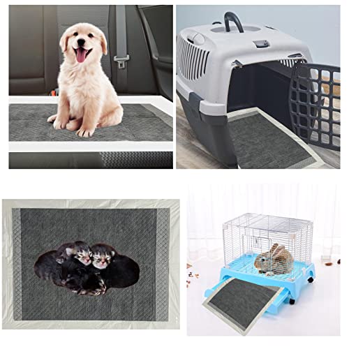 Image of Disposable Rabbit Pee Pads,50PCS 17 inchx22 inch Pet Pees Pad,Cage Black Carbon Liner,Super Absorbent Leak Proof Cushion Reduce Odor Bunny Training Accessories for Kitten Puppy Hamster Hedgehog(Gray)