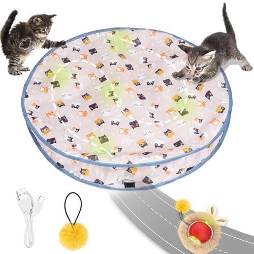 AYESY Katzenspielzeug, 2 in 1 Interaktives Katzenspielzeug, Schnell Rollender Ball im Beutel, Katzenspielzeug zum Verstecken für Hauskatzen,...