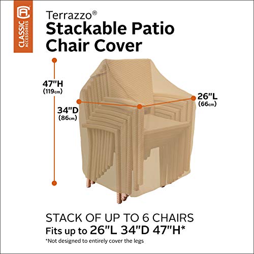 Classic Accessories Terrazzo Water-Resistant 26 Inch Stackable Patio Chair Cover, Outdoor Chair Covers #TOP1