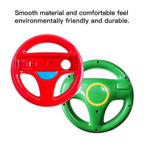 image for DOYO 2 pack Red and Green Wii Steering Wheel without Remote Control,Wi