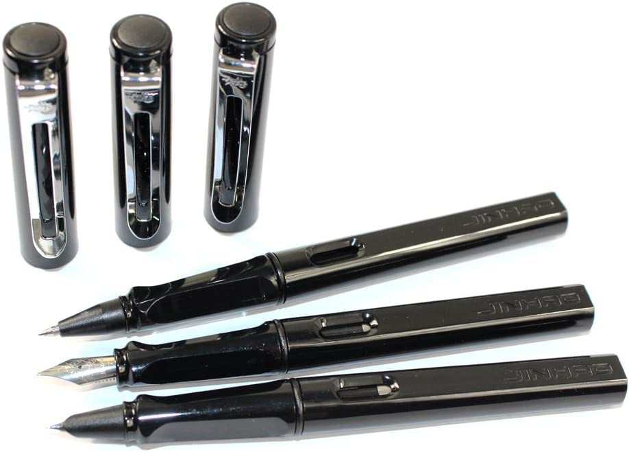 Stifte, Gelschreiber, Kugelschreiber, 3 Stück Kunststoffstifte, 1 Stück Füllfederhalter, 1 Stück feine Feder und 1 Stück Tintenroller mit Stiftbox – Gelb (Farbe: Schwarz)