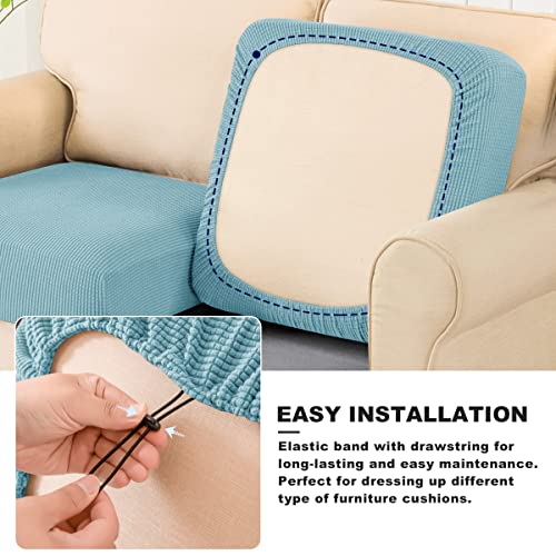 Subrtex Couch Backrest Cushion Cover Back Cushion Slipcover Stretch Sofa Back Cushion Cover For Living Room Spandex Jacquard Couch Back Covers For Kids Pets (Steel Blue, T-Left) #TOP3