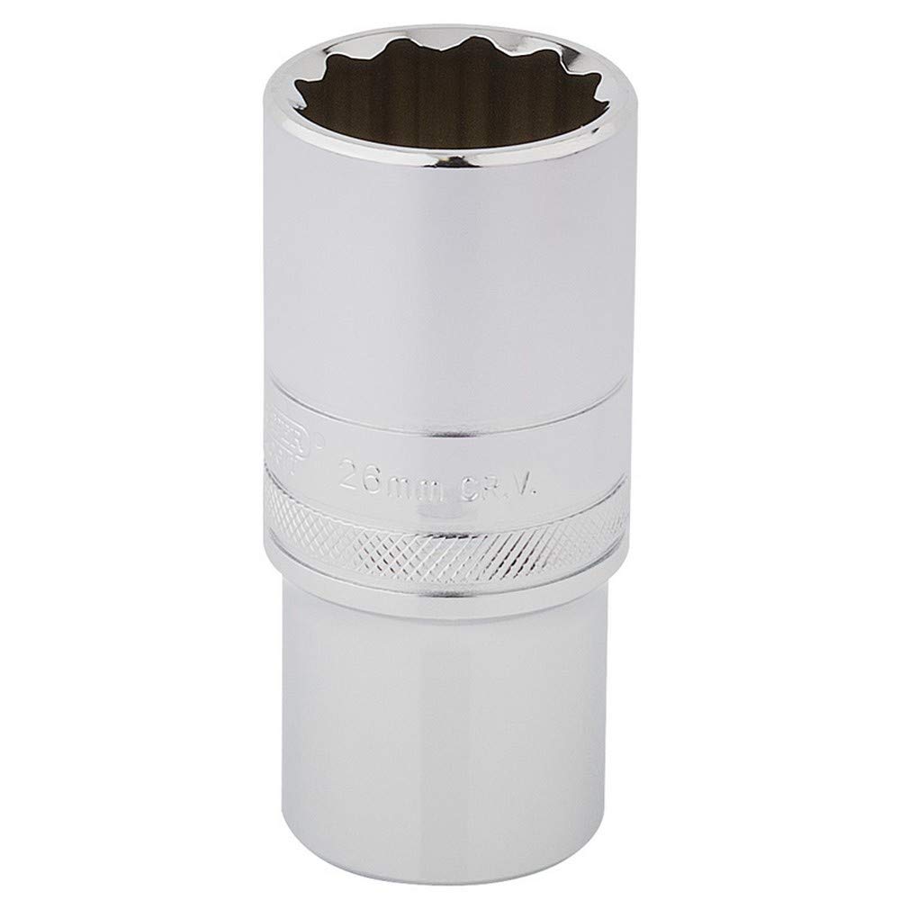 Draper Expert Quality 1/2"" Square Drive Hi-Torq 12 Point Deep Socket - 26mm