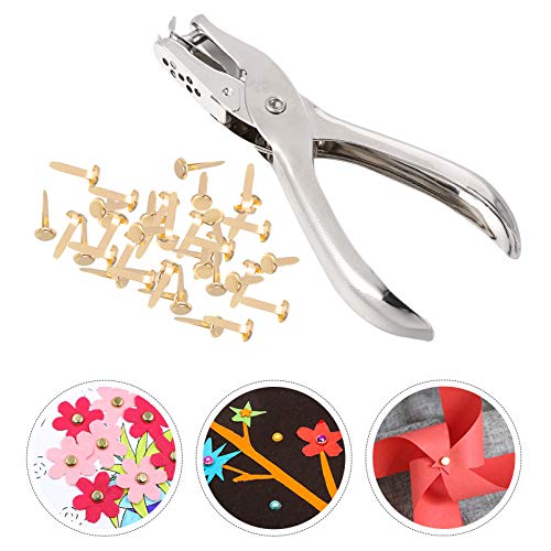 EXCEART Prendedores de Papel Brads 200Pcs Brads Com Furador de Papel para Arte E Artesanato Projetos