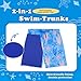 UMELOK Boys Swim Trunks with Compression Liner Toddler Stretch Swim Shorts Boxer Brief 2 in 1 Quick Dry Swimming Trunks Beach Shorts Blue Coral Starfish 2T