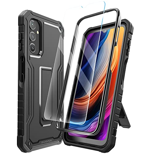 DUOPAL for Samsung Galaxy A14 5G Case, Military Grade Protection Shockproof Case with Tempered Glass HD Screen Protector and Kickstand Compatible with Galaxy A14 5G Phone 6.8 Inch Black