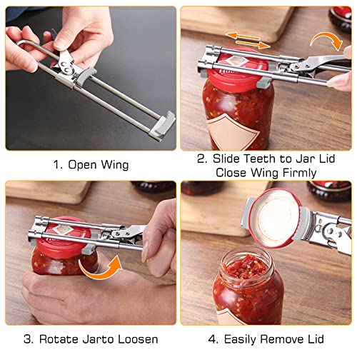 Adjustable Jar Opener For Weak Hands - Easy Multifunctional Stainless Steel Can Opener And Lid Gripper For Jars And Bottles - Manual Kitchen Accessory #TOP4