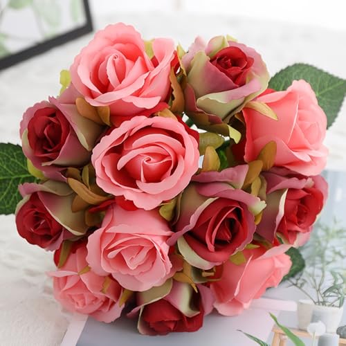 Jasion Artificial Roses Fake Flowers 12 Heads...